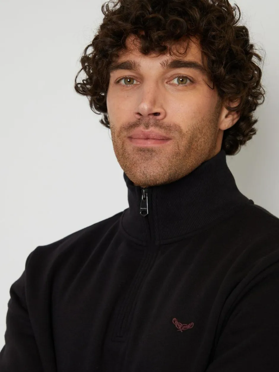 Threadbare Black Quarter Zip Neck Sweatshirt Clearance
