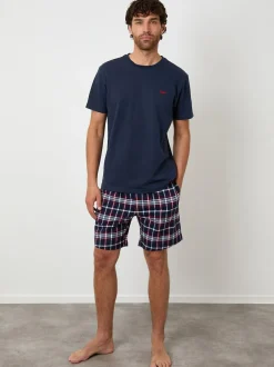 Threadbare Black Textured Check Shortie Pyjamas Set 2 Pack Hot