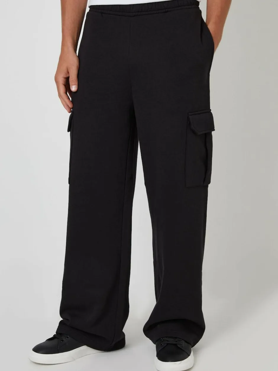Threadbare Wide Leg Cargo Joggers Black Outlet