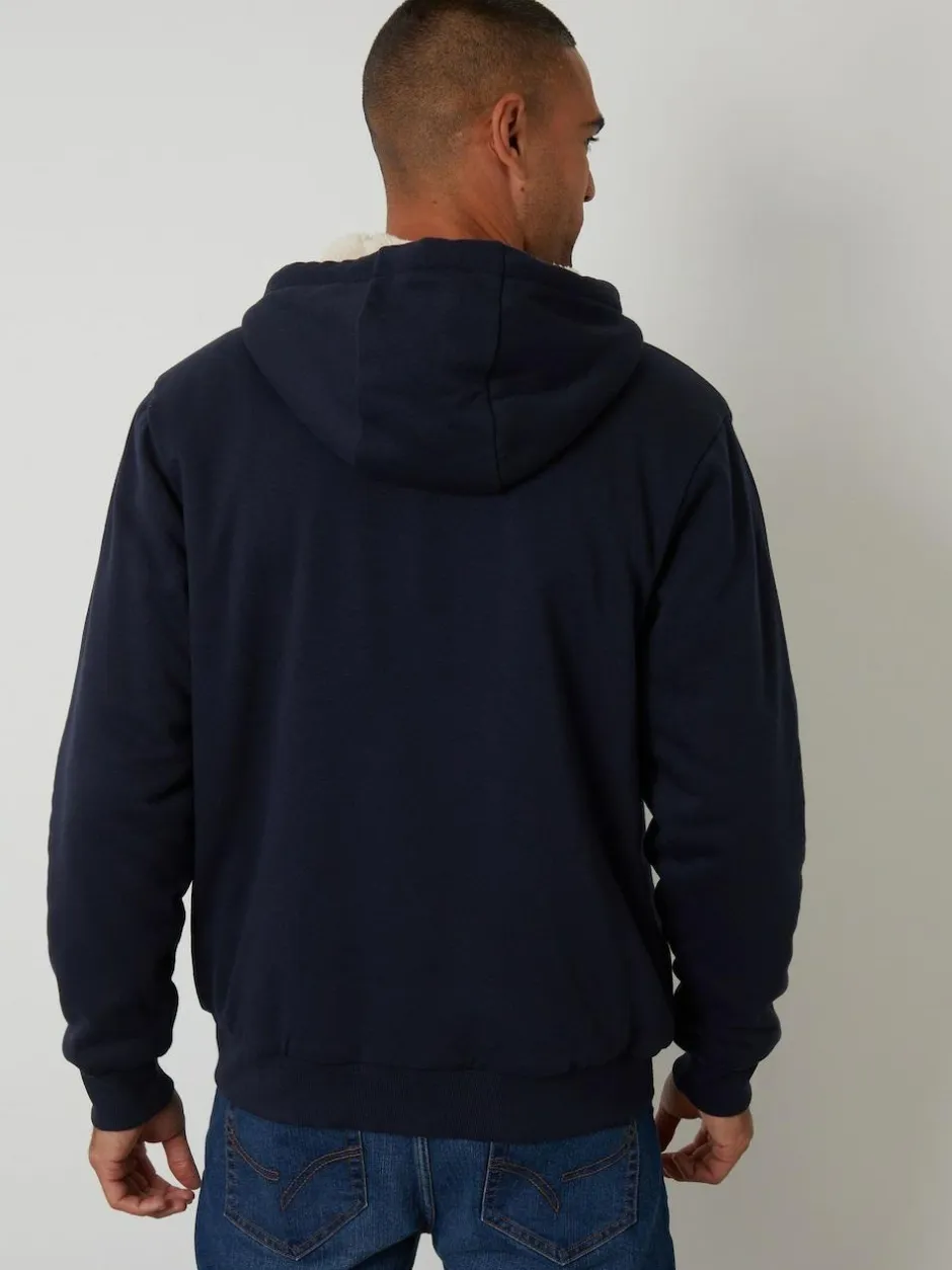 Threadbare Borg Lined Zip-Through Hoodie Blue Sale
