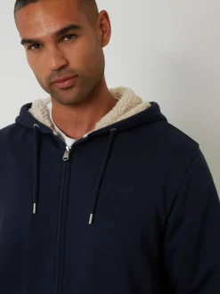Threadbare Borg Lined Zip-Through Hoodie Blue Sale