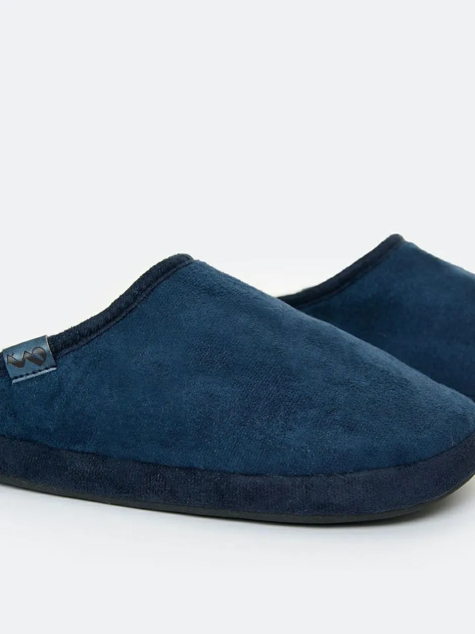 Threadbare Faux Suede Faux Fur Lined Mule Slippers Blue Discount