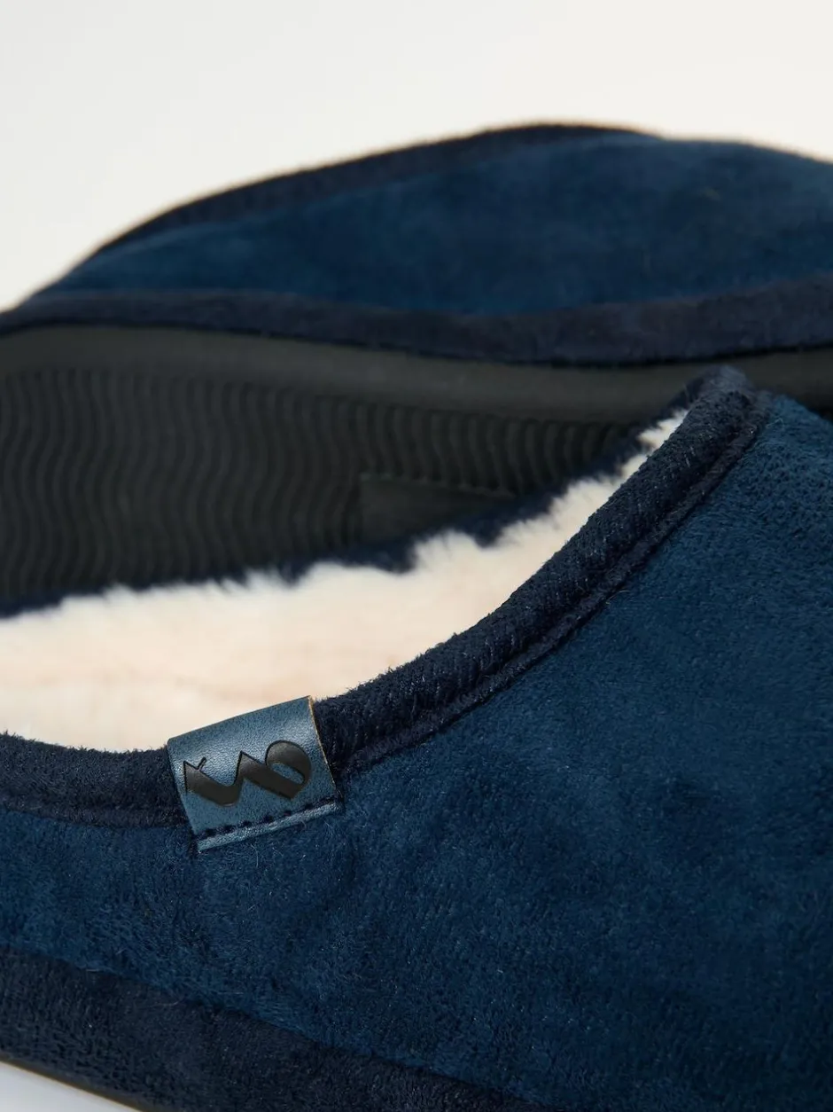 Threadbare Faux Suede Faux Fur Lined Mule Slippers Blue Discount