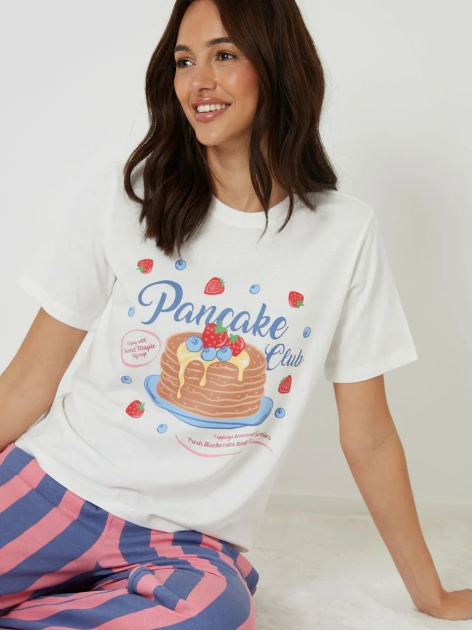Threadbare Blue Graphic Print Short Sleeve Pyjamas Set Online