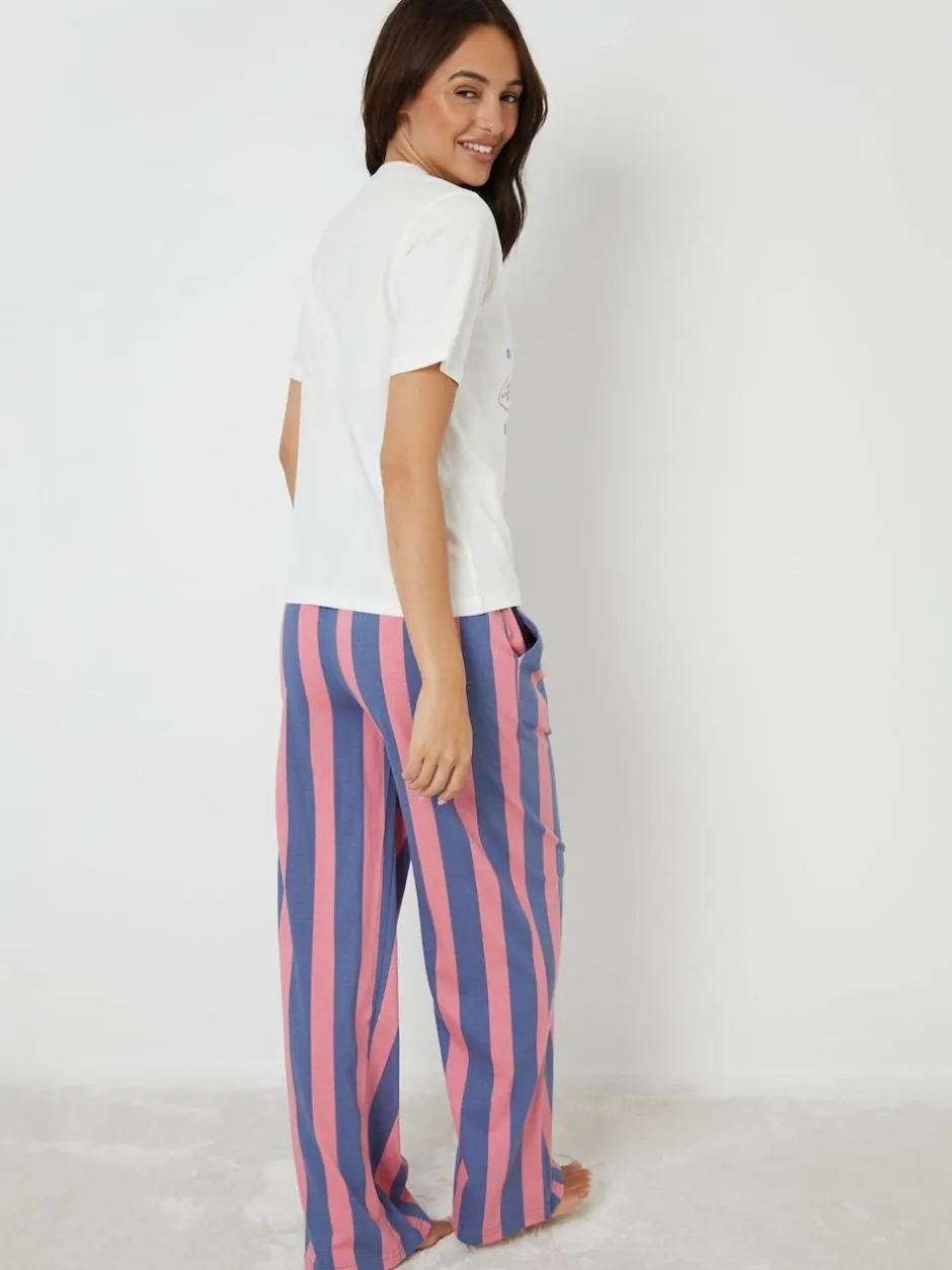 Threadbare Blue Graphic Print Short Sleeve Pyjamas Set Online