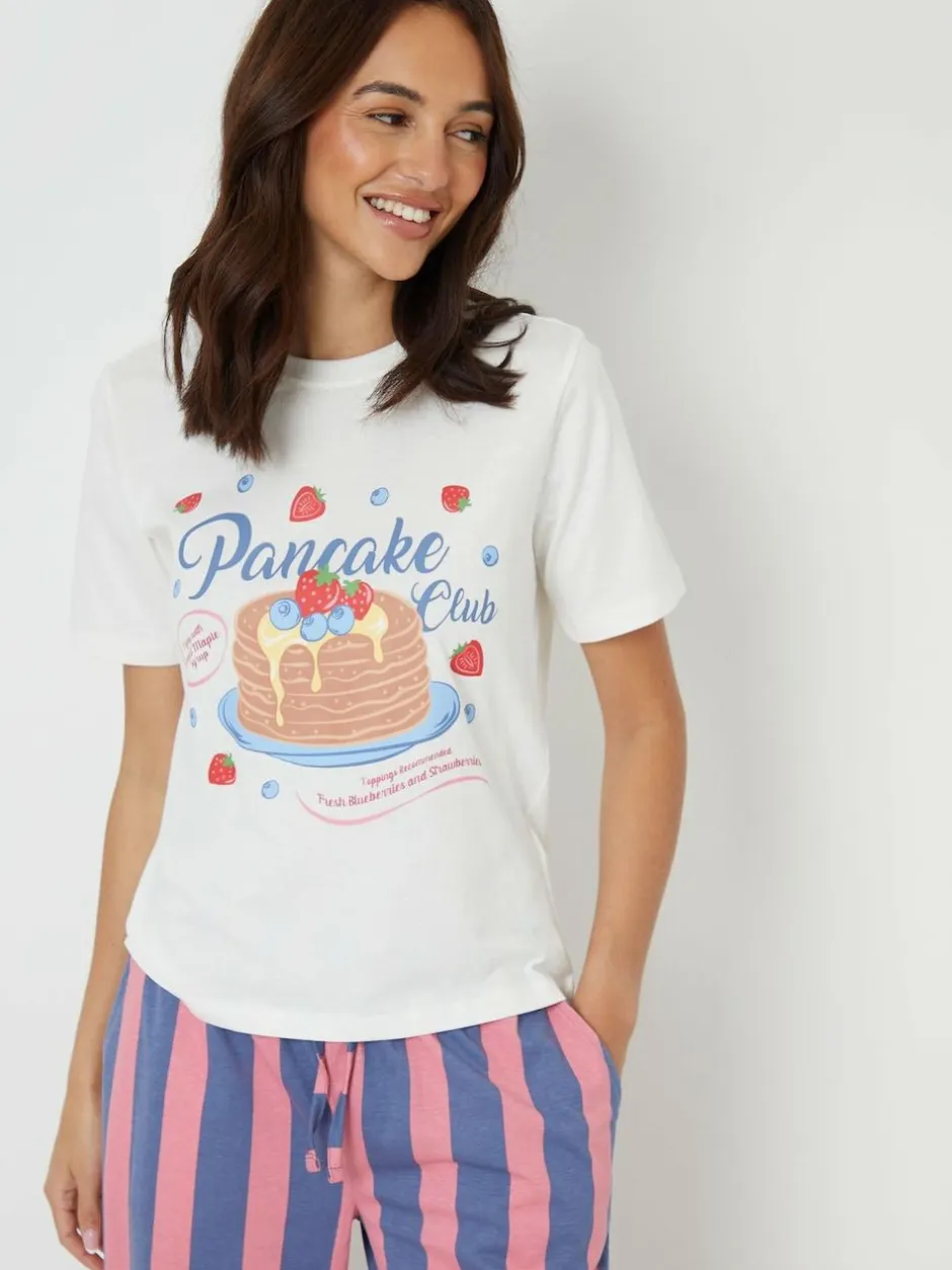 Threadbare Blue Graphic Print Short Sleeve Pyjamas Set Online