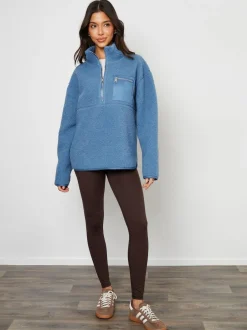 Threadbare Blue Half Zip Borg Fleece