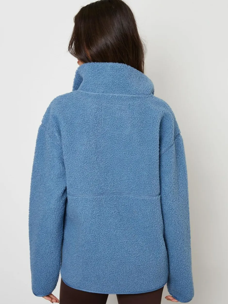 Threadbare Blue Half Zip Borg Fleece