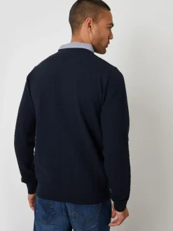 Threadbare Mock Shirt Textured Knitted Jumper Blue New