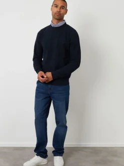 Threadbare Mock Shirt Textured Knitted Jumper Blue New