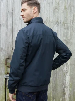 Threadbare Patch Pocket Funnel Neck Harrington Style Jacket Blue New