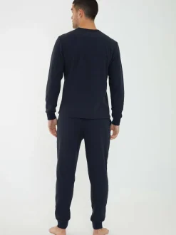 Threadbare Blue Waffle Textured Fleece Loungewear Set Discount