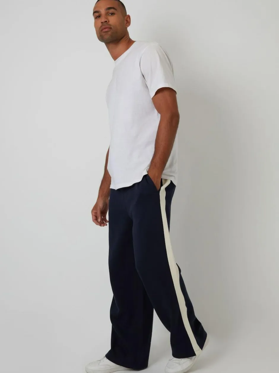 Threadbare Wide Leg Side Stripe Joggers Blue Online
