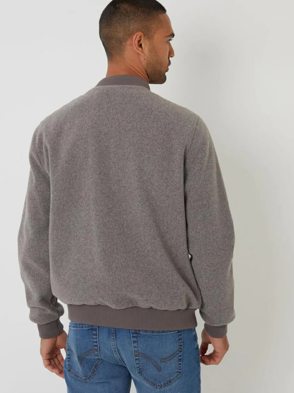 Threadbare Faux Wool Brushed Bomber Jacket Brown Hot