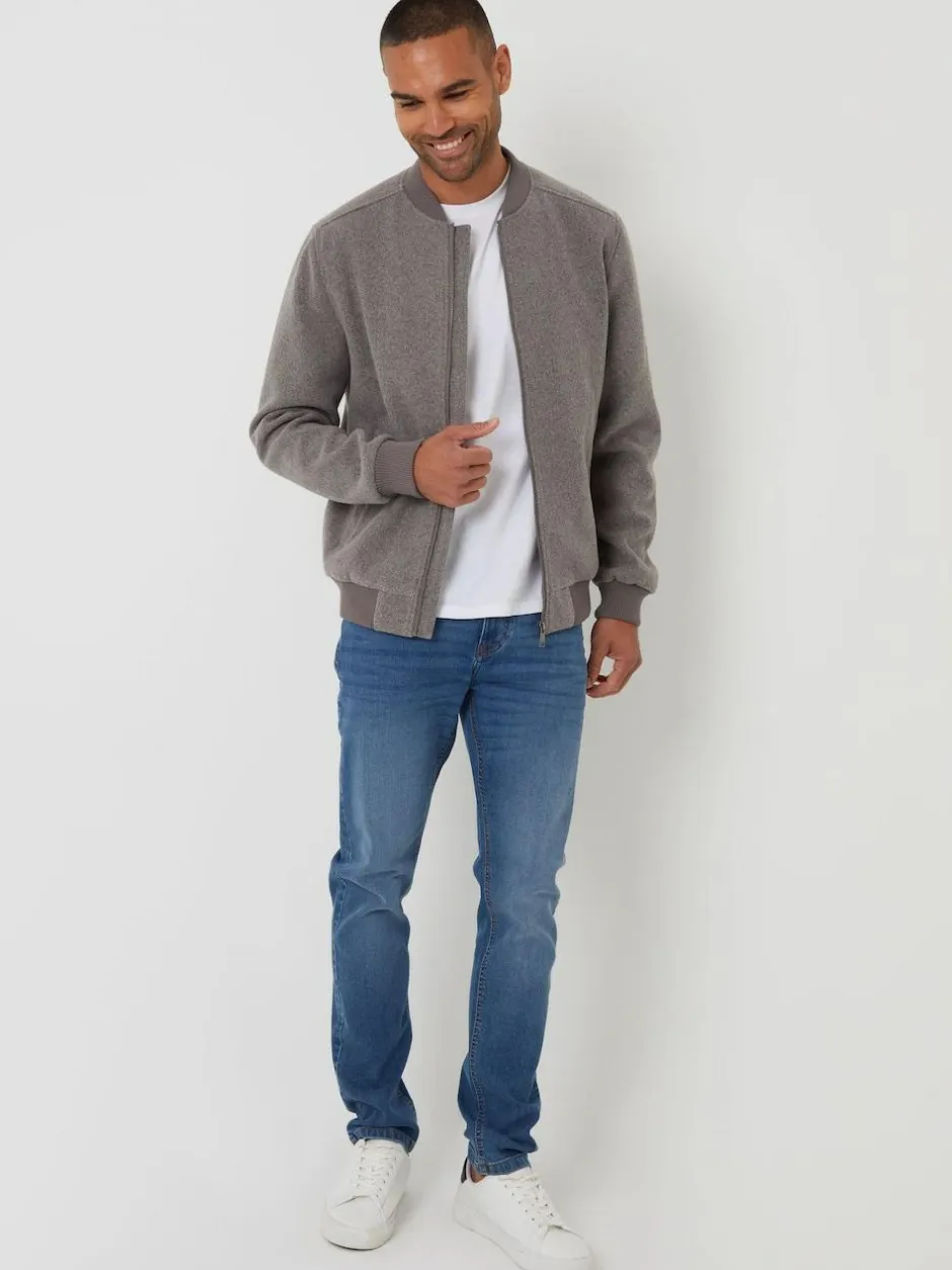 Threadbare Faux Wool Brushed Bomber Jacket Brown Hot