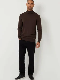 Threadbare Brown Knitted Roll Neck Jumper Online