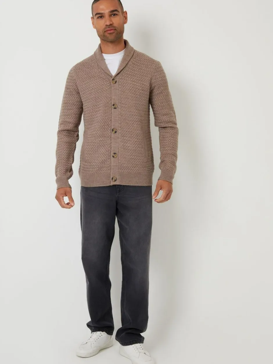 Threadbare Shawl Collar Knitted Cardigan Brown Online