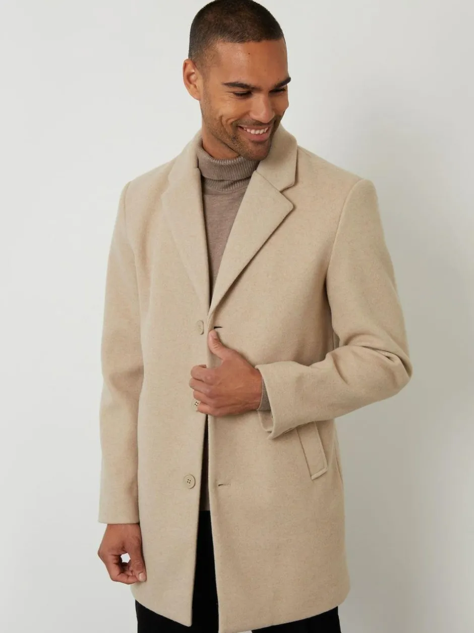 Threadbare Faux Wool Overcoat Cream Clearance