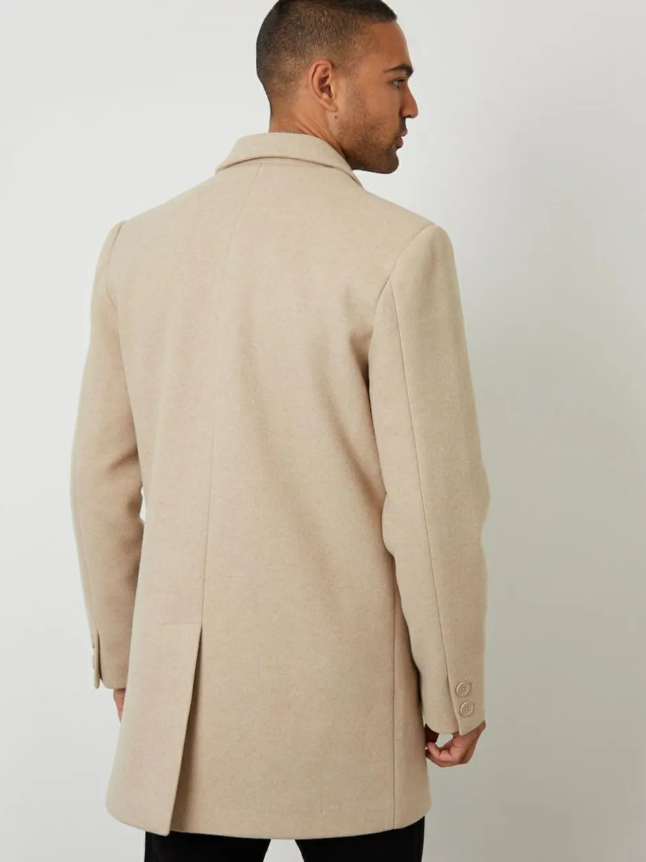 Threadbare Faux Wool Overcoat Cream Clearance