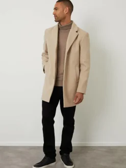 Threadbare Faux Wool Overcoat Cream Clearance
