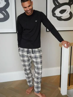 Threadbare Dark Black Blend Long Sleeve Pyjamas Set Online