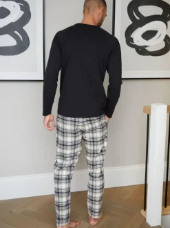 Threadbare Dark Black Blend Long Sleeve Pyjamas Set Online
