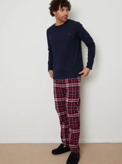 Threadbare Dark Blue Blend Long Sleeve Pyjamas Set Clearance