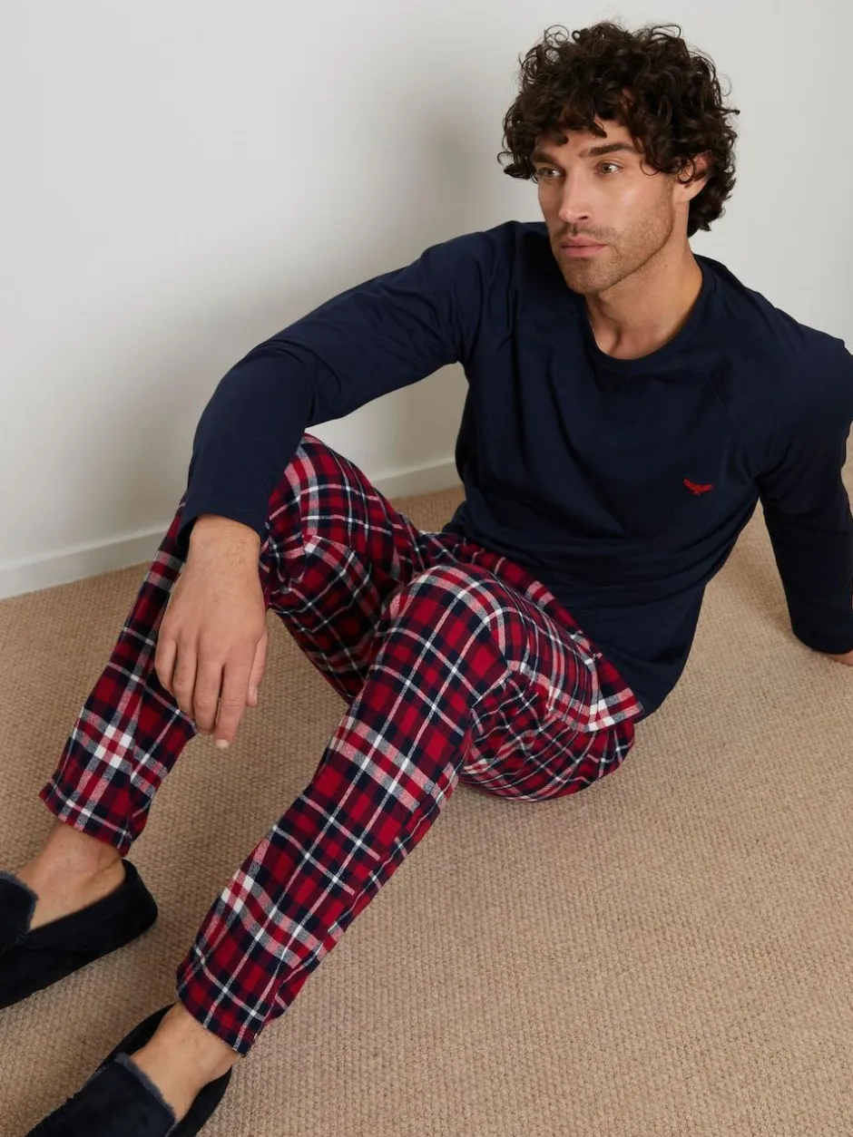 Threadbare Dark Blue Blend Long Sleeve Pyjamas Set Clearance
