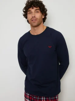 Threadbare Dark Blue Blend Long Sleeve Pyjamas Set Clearance