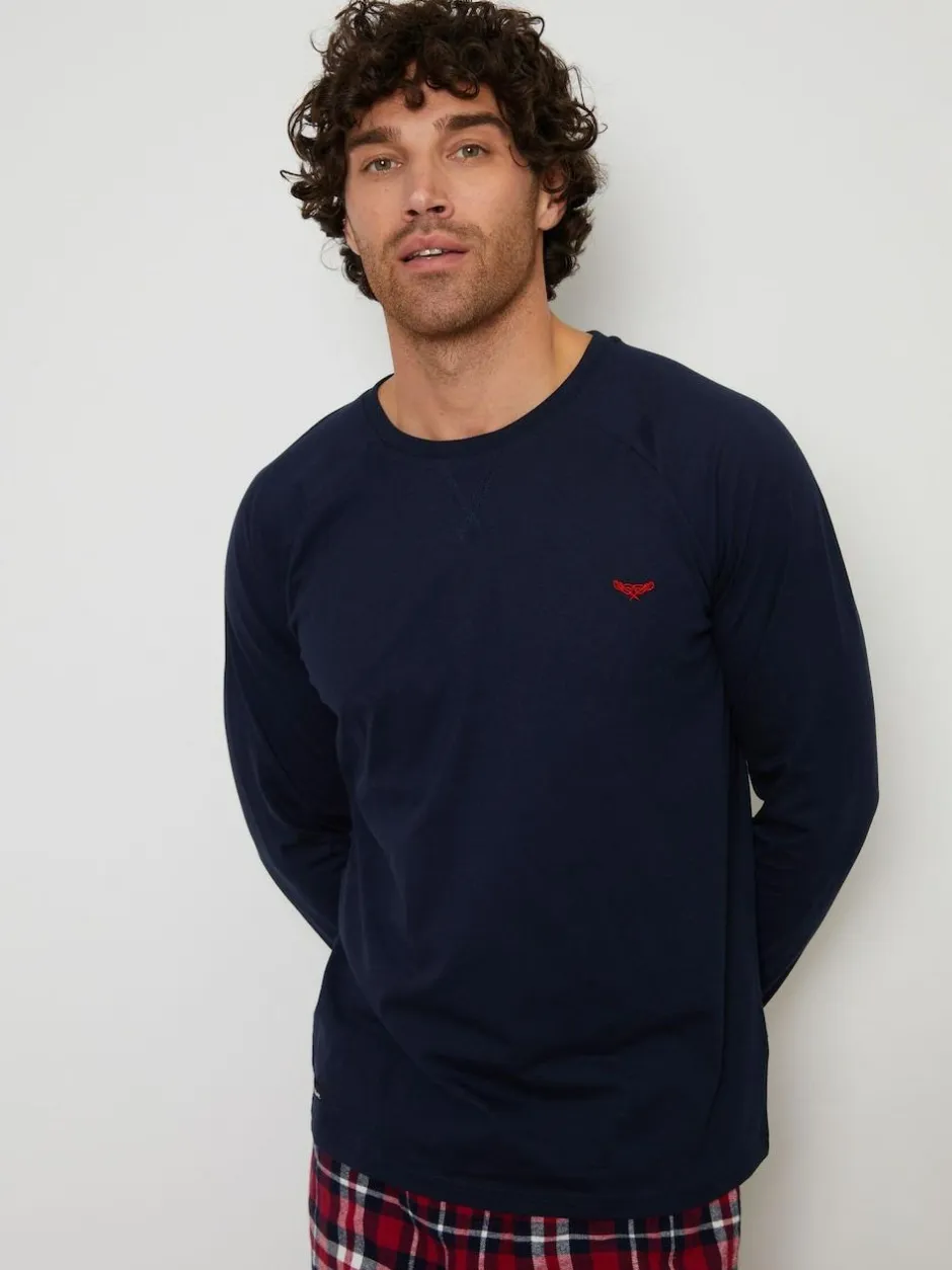 Threadbare Dark Blue Blend Long Sleeve Pyjamas Set Clearance