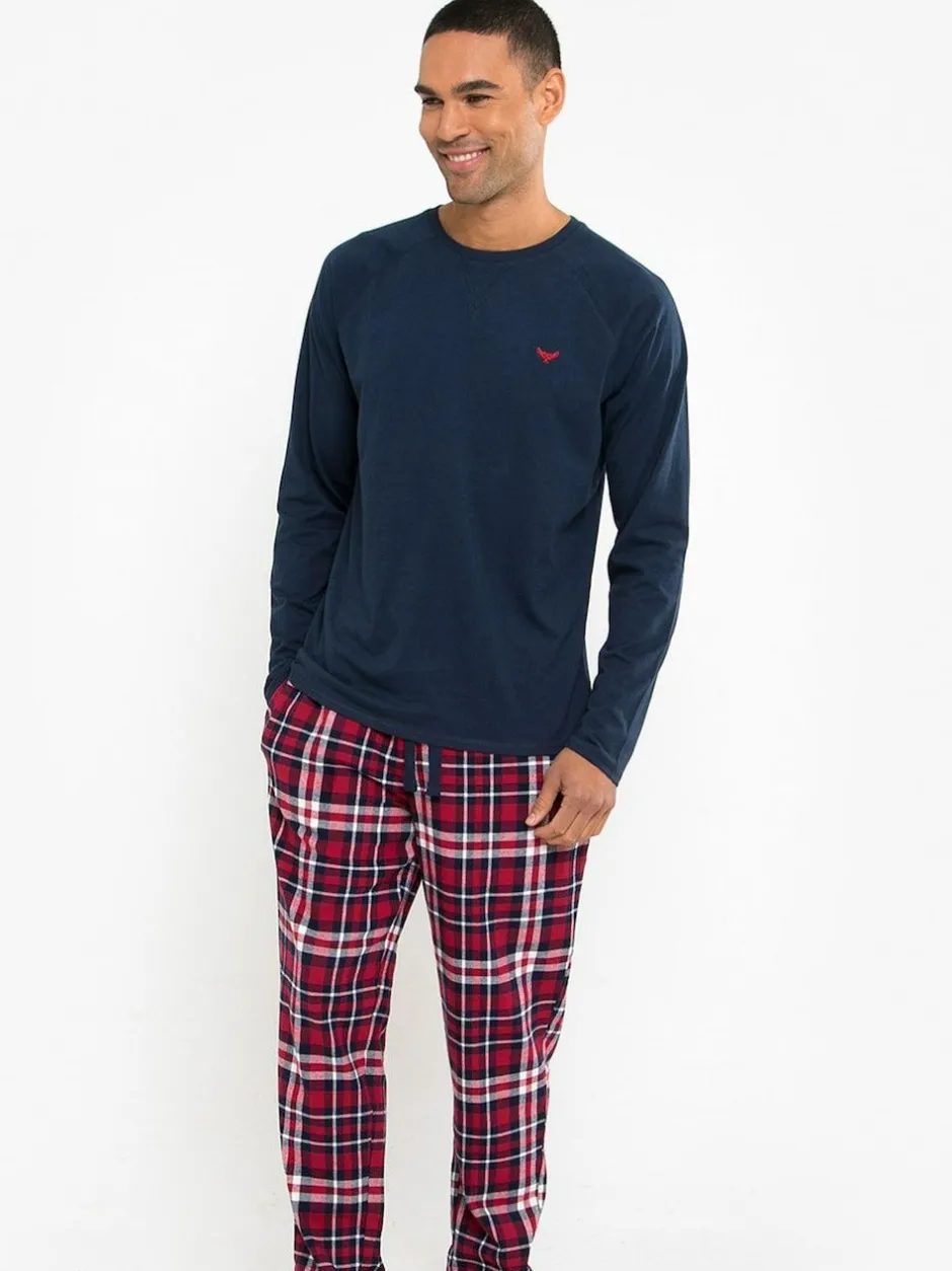 Threadbare Dark Blue Blend Long Sleeve Pyjamas Set Clearance
