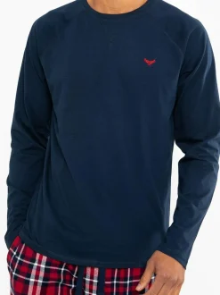 Threadbare Dark Blue Blend Long Sleeve Pyjamas Set Clearance