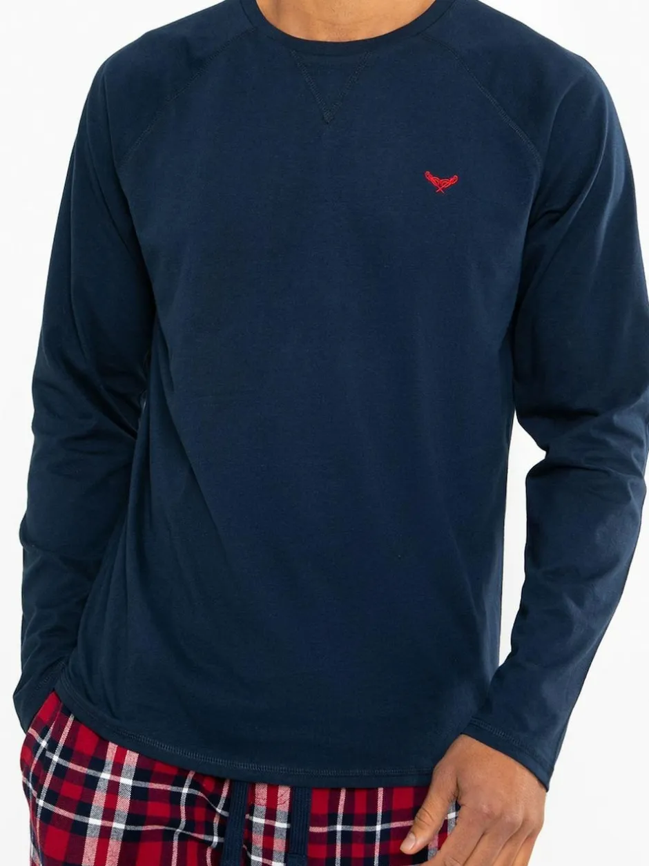 Threadbare Dark Blue Blend Long Sleeve Pyjamas Set Clearance