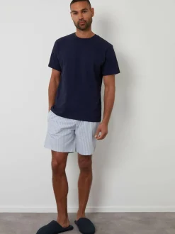Threadbare Textured Shortie 100% Cotton Pyjamas Set Dark Blue Discount