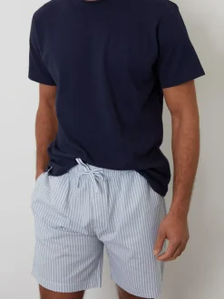 Threadbare Textured Shortie 100% Cotton Pyjamas Set Dark Blue Discount
