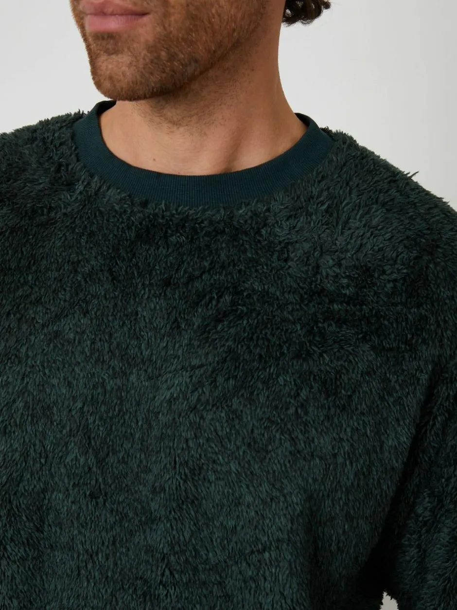 Threadbare Two Tone Borg Loungewear Set Green New