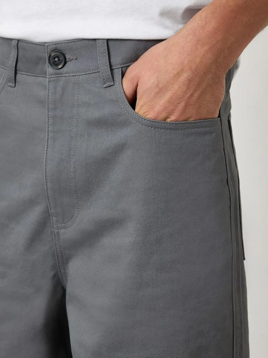 Threadbare Baggy Fit 5 Pocket Chino Trousers Grey Outlet