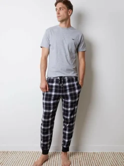 Threadbare Check Pyjamas Set Grey