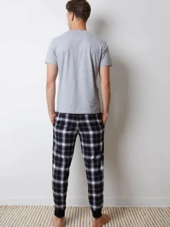 Threadbare Check Pyjamas Set Grey