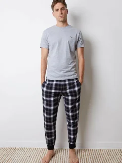 Threadbare Check Pyjamas Set Grey