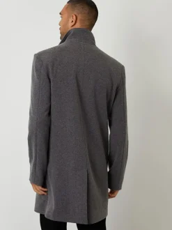 Threadbare Faux Wool Mock Layer Longline Utility Coat Grey Sale