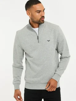 Threadbare Grey Light Quarter Zip Neck Sweatshirt Best
