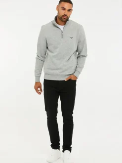 Threadbare Grey Light Quarter Zip Neck Sweatshirt Best