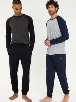 Threadbare Grey Long Raglan Lounge Sets 2 Pack Sale