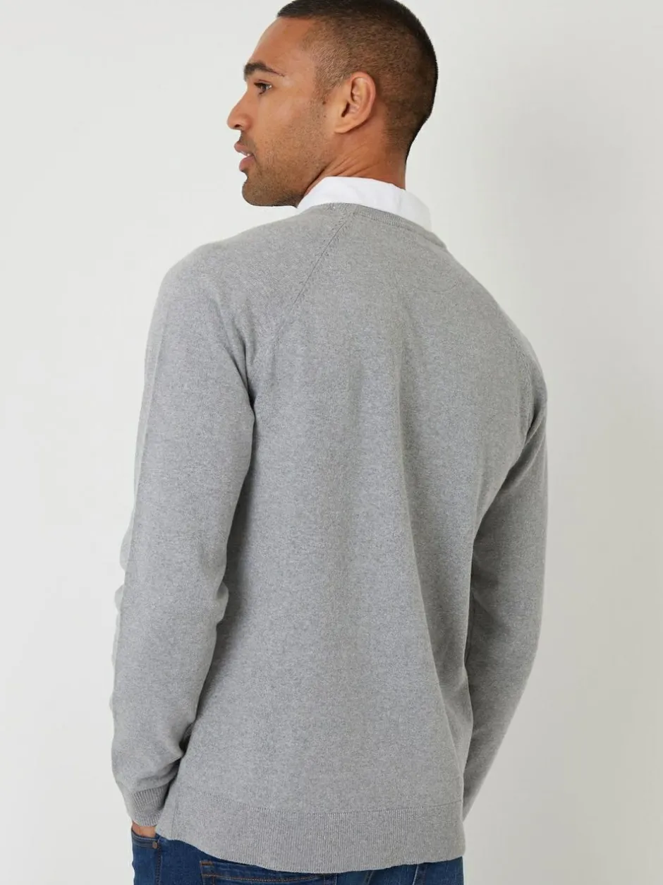 Threadbare Mock Shirt Raglan Knitted Jumper Grey Discount