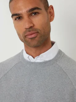 Threadbare Mock Shirt Raglan Knitted Jumper Grey Discount