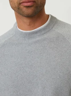Threadbare Mock T-Shirt Textured Knit Crew Neck Jumper Grey Hot