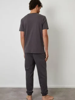 Threadbare Peached Cotton Pyjamas Set Grey Sale