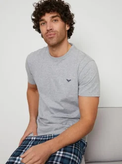 Threadbare Grey Short Sleeve T-Shirt & Check Trousers Pyjamas Set 2 Pack Outlet
