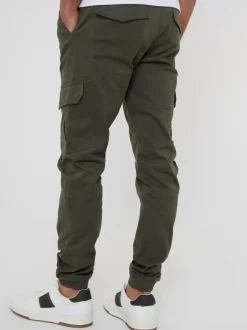 Threadbare Cotton Jogger Style Cargo Trousers With Stretch Khaki Hot
